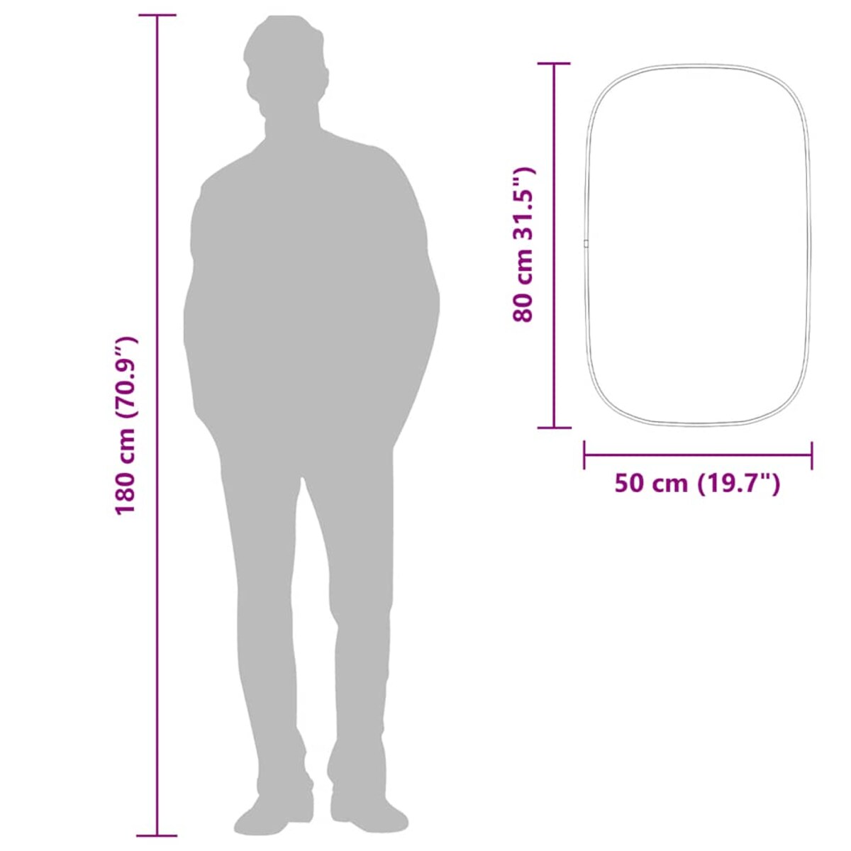 vidaXL Lustro ścienne, czarne, 80x50 cm