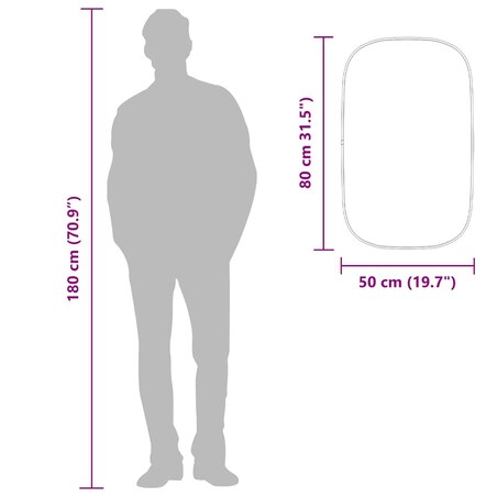 vidaXL Lustro ścienne, czarne, 80x50 cm