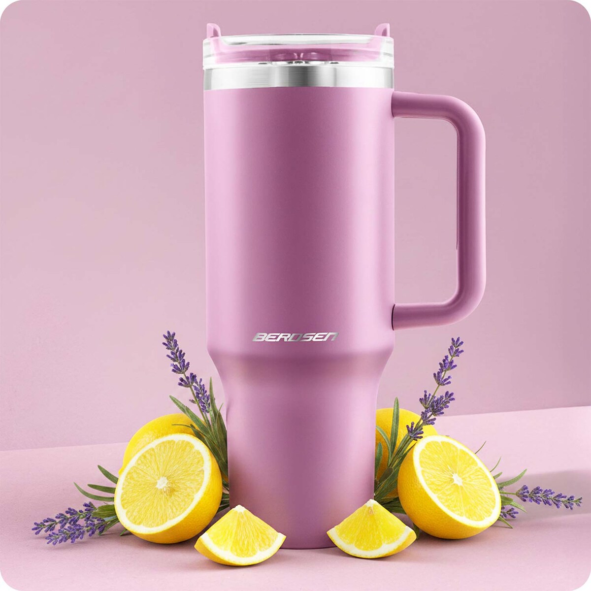 Kubek termiczny Berdsen termos ze słomką 1180ml stal nierdzewna na kawę herbatę