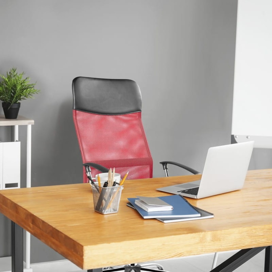 OBROTOWY FOTEL DO BIURKA Z SIATKÄ„ MESH W KOLORZE CZERWONYM