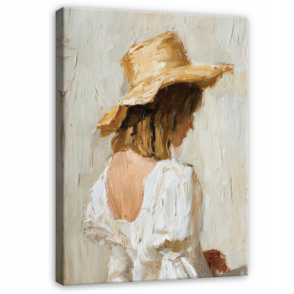 OBRAZ KOBIETA ABSTRAKCJA BOHO BEŻOWY DO SYPIALNI SALONU NA PŁÓTNIE 100x70