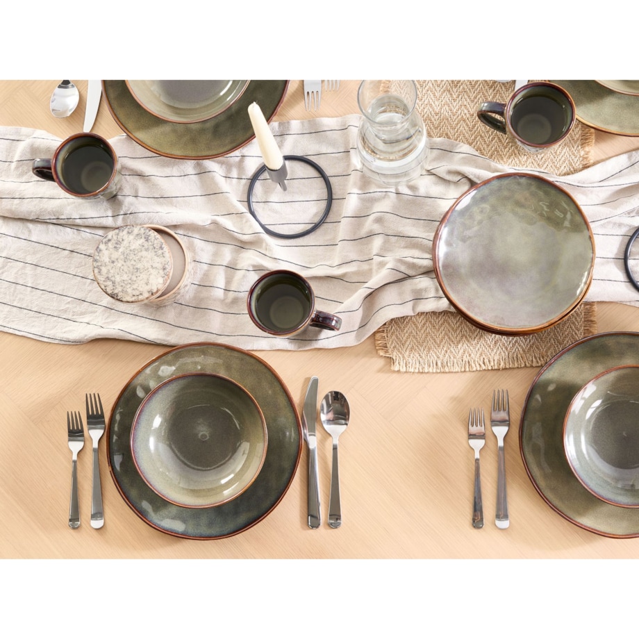 Zestaw 4 dużych talerzy THYME Kamionka Ciemnozielony