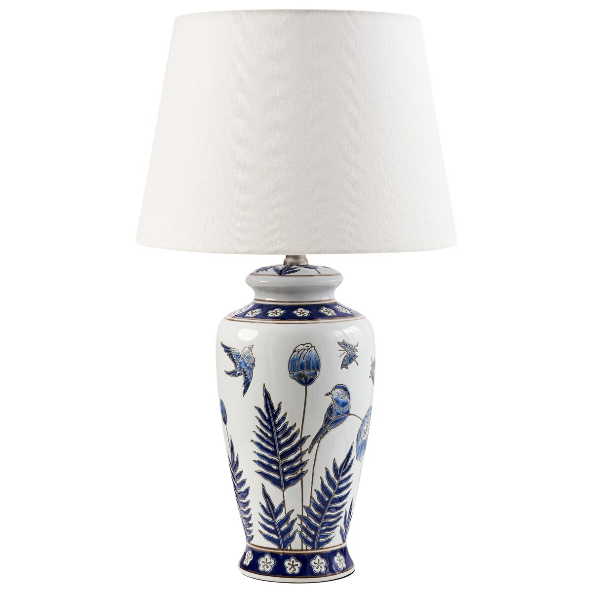 Lampa stołowa BIJELA Porcelana Biały/ niebieski
