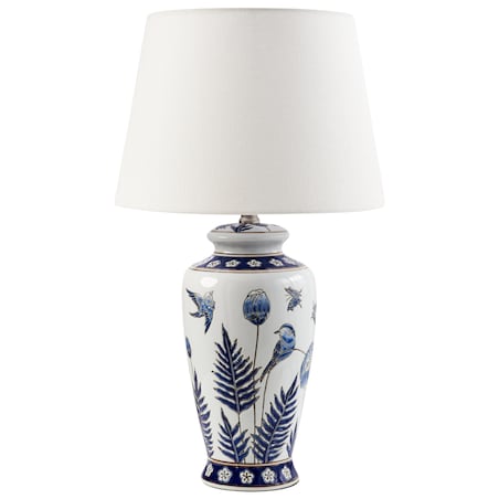 Lampa stołowa BIJELA Porcelana Biały/ niebieski