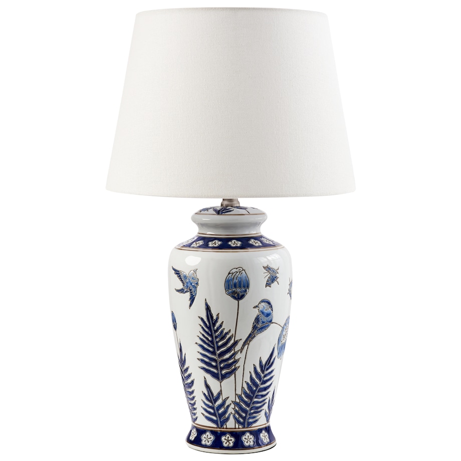 Lampa stołowa BIJELA Porcelana Biały/ niebieski