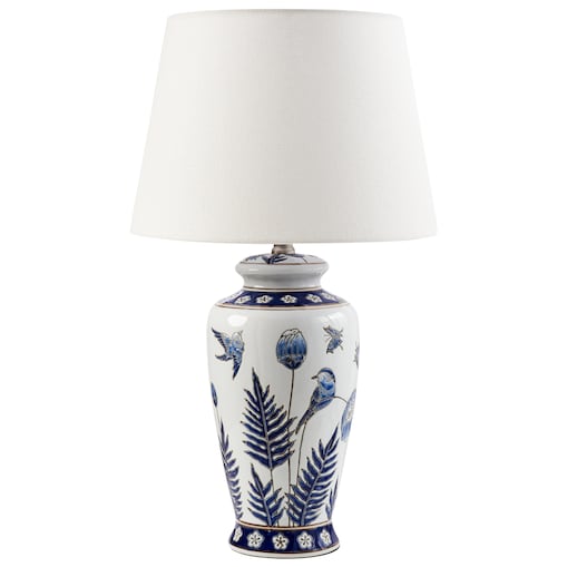 Lampa stołowa BIJELA Porcelana Biały/ niebieski