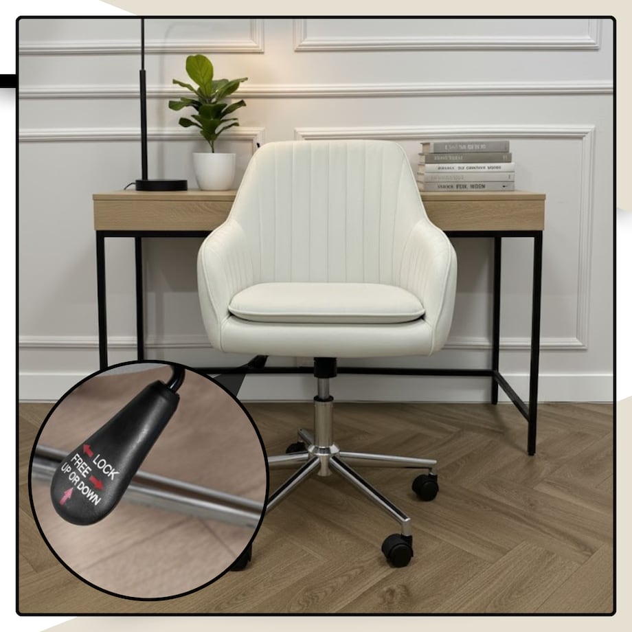 Krzesło biurowe fotel obrotowy welurowy regulowany beżowy