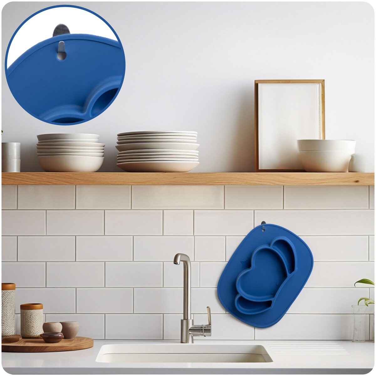 Talerzyk dla dziecka silikonowy do karmienia Korona niebieski Ricokids