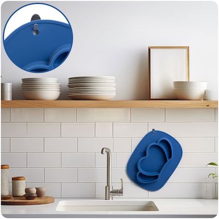 Talerzyk dla dziecka silikonowy do karmienia Korona niebieski Ricokids