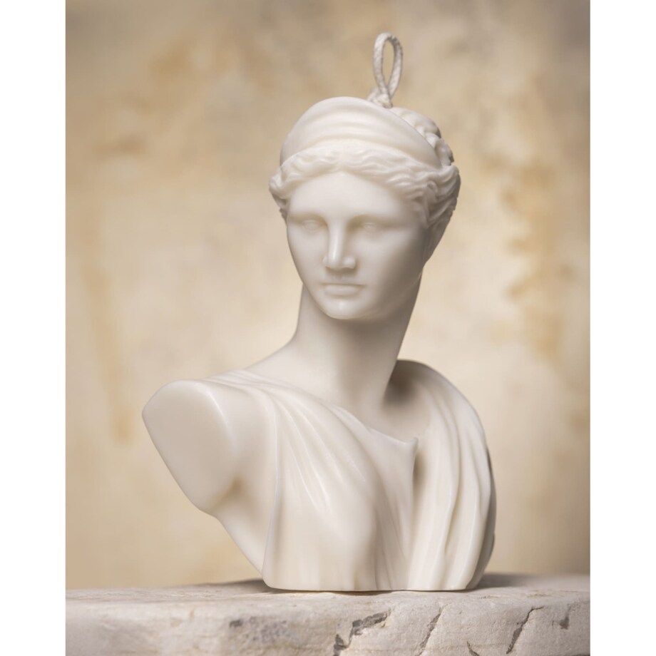 Świeca sojowa Artemis w formie dekoracyjnego popiersia – elegancka rzeźba do wnętrz