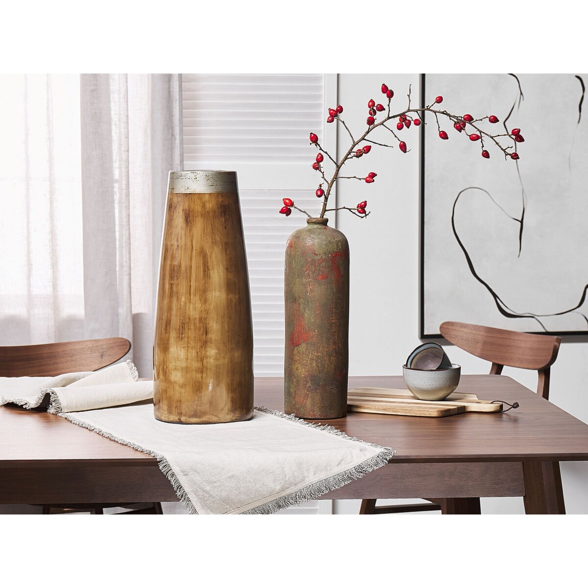 Wazon dekoracyjny z terakoty zielono-miedziany UBEDA