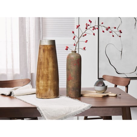 Wazon dekoracyjny z terakoty zielono-miedziany UBEDA