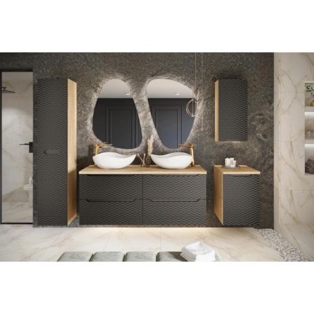 Szafka pod umywalkę OCEAN BLACK 82-120-2S 120cm dąb olejowany/czarna