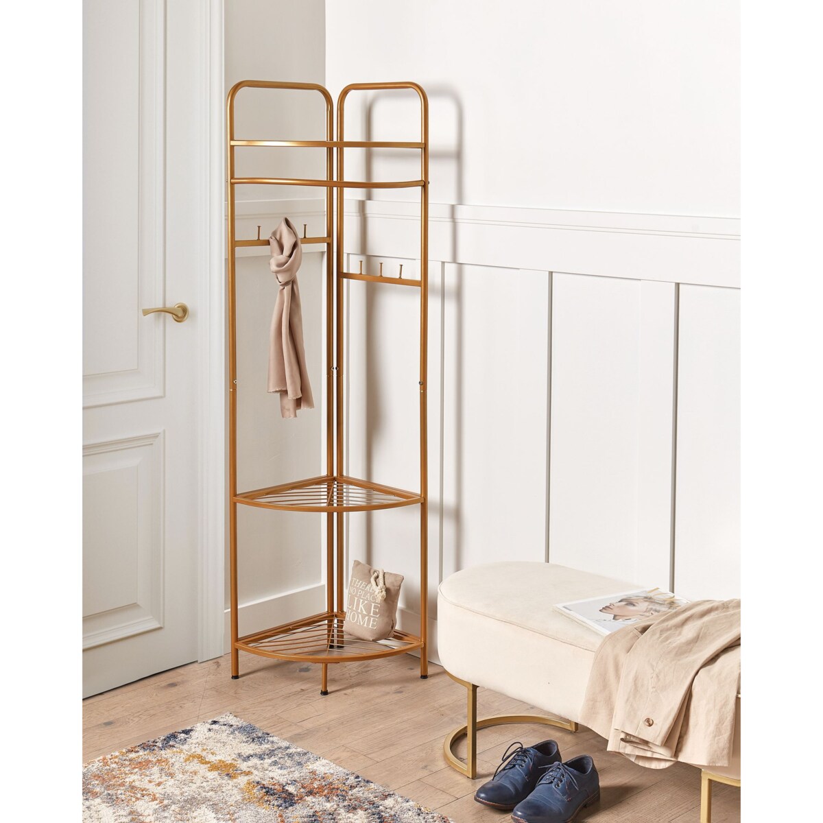 Wieszak stojący złoty LAWTON