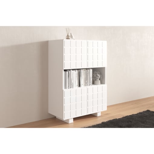 Nowoczesna komoda z frontami 3D Skandica CUBO HIGH / kolor biały / szer. 85 cm