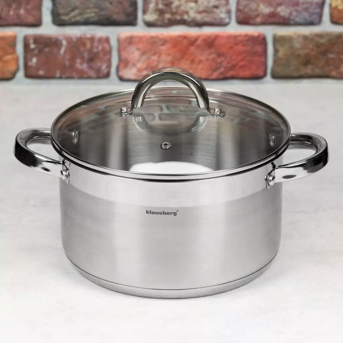 Garnek stalowy z pokrywką indukcja gaz 9.5L 28cm KLAUSBERG