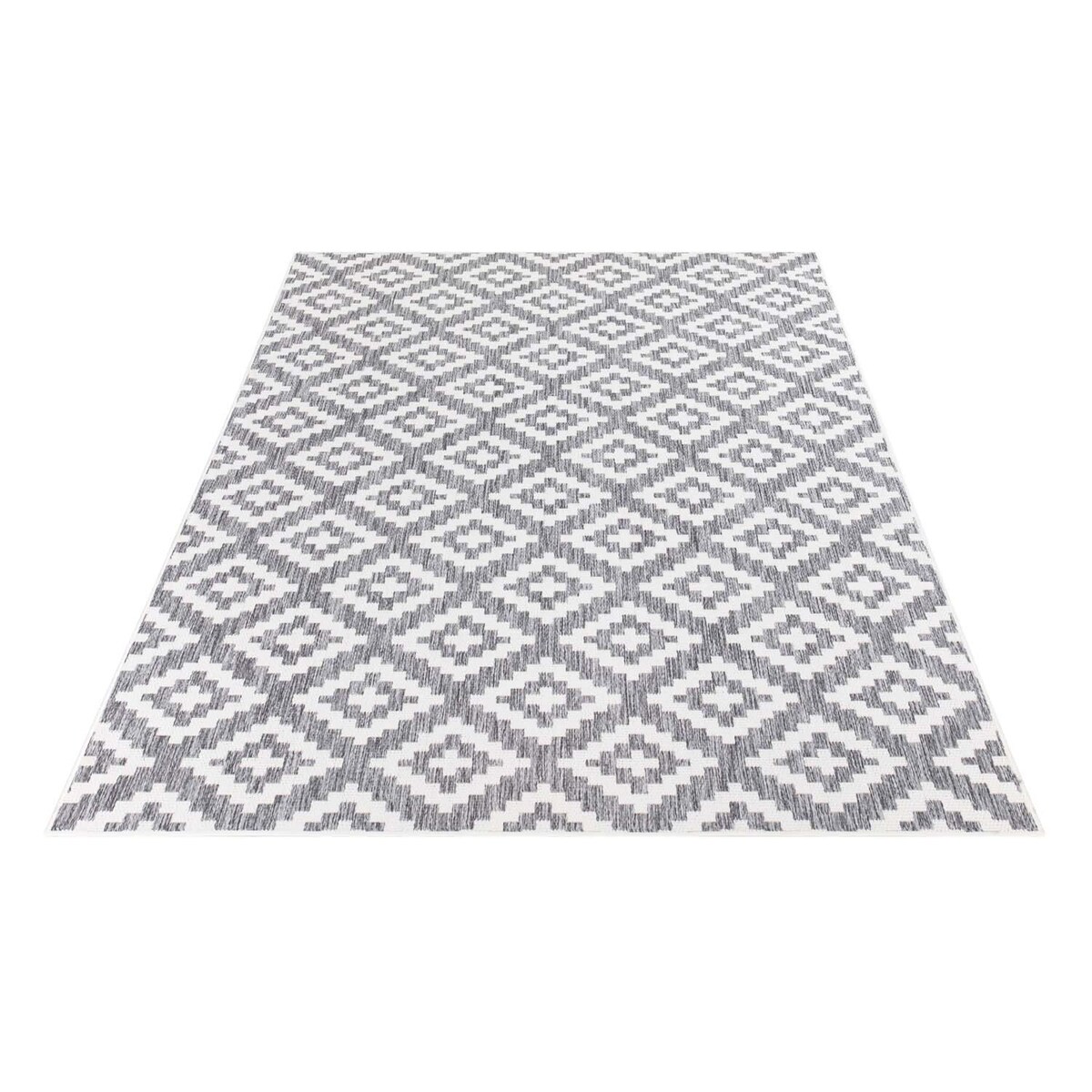 Dywan na zewnątrz i do wnętrz romby Sunny 4610 Szary Krem 150x150