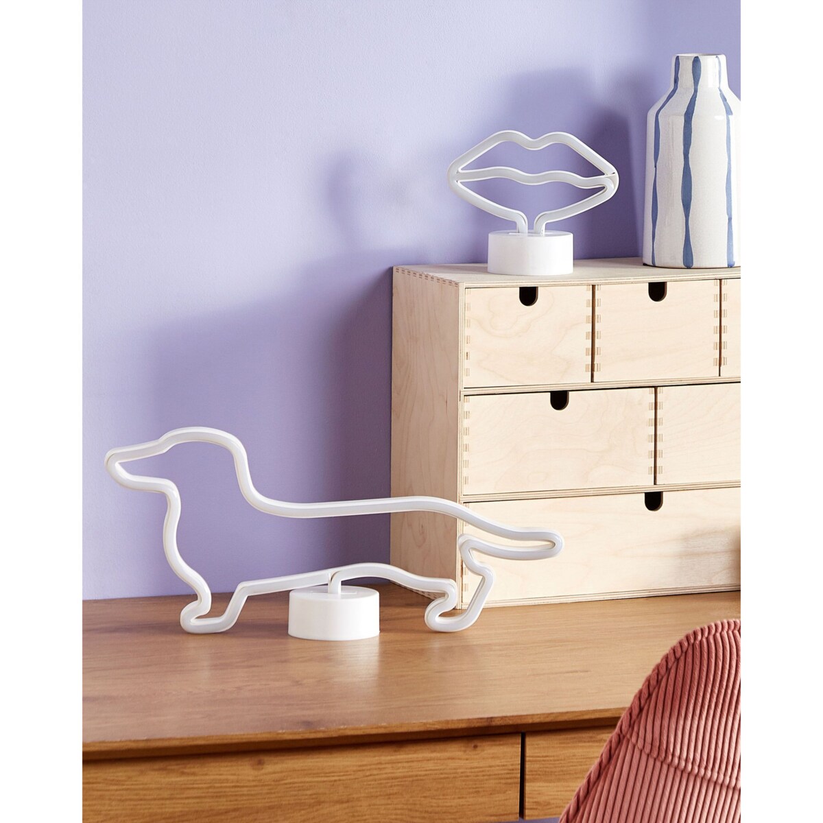 Neon LED usta różowy FLORA