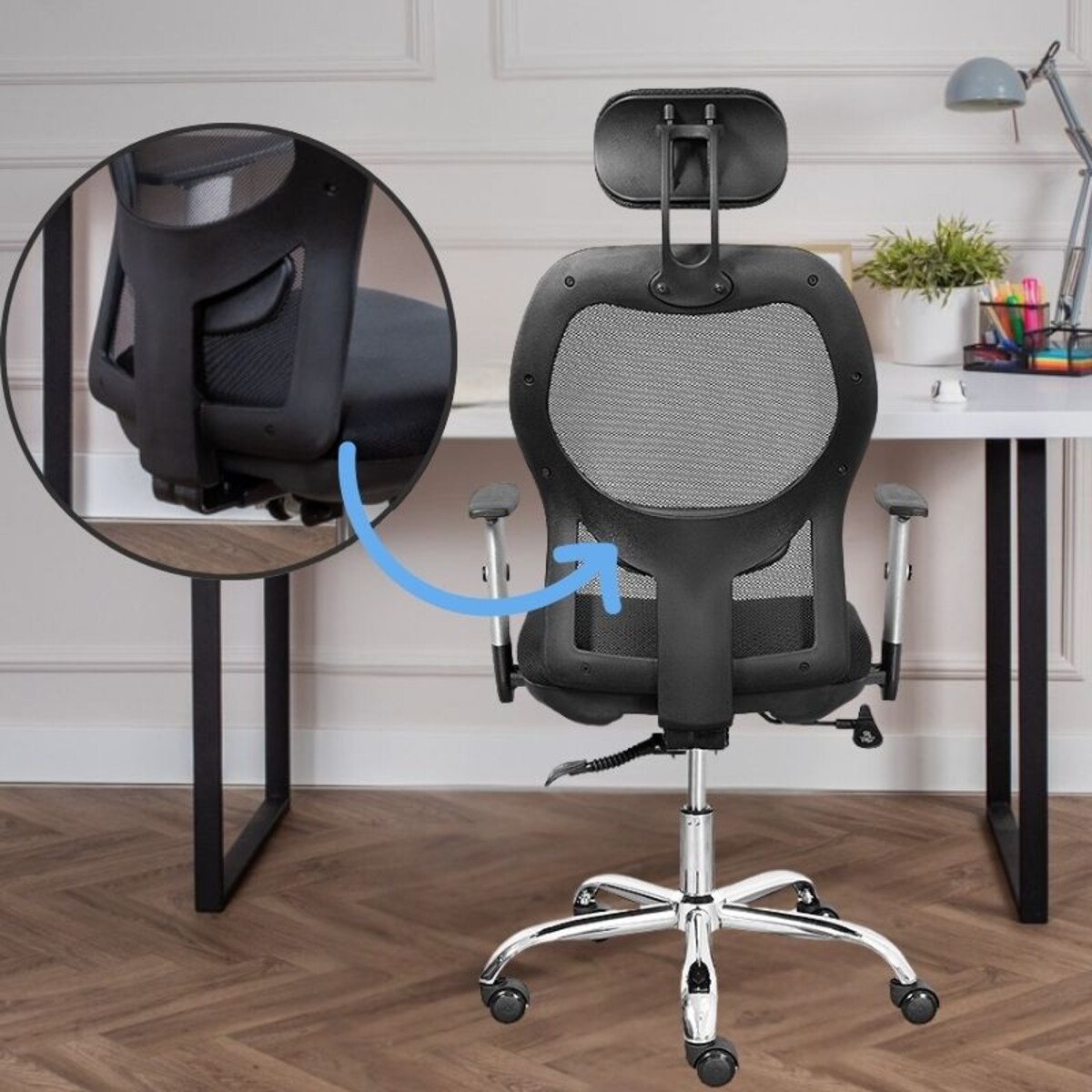 Krzesło biurowe fotel obrotowy regulowany chrom K40 do biurka