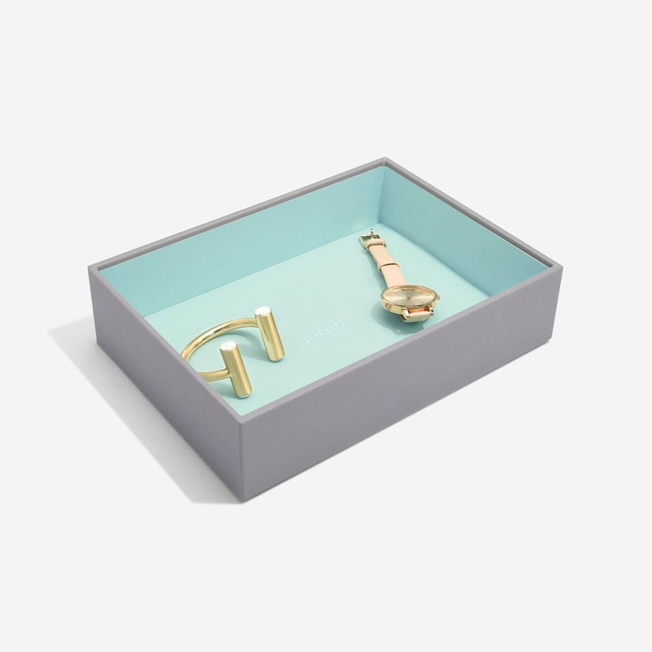 Szkatułka na biżuterię Stackers open classic szaro-miętowa