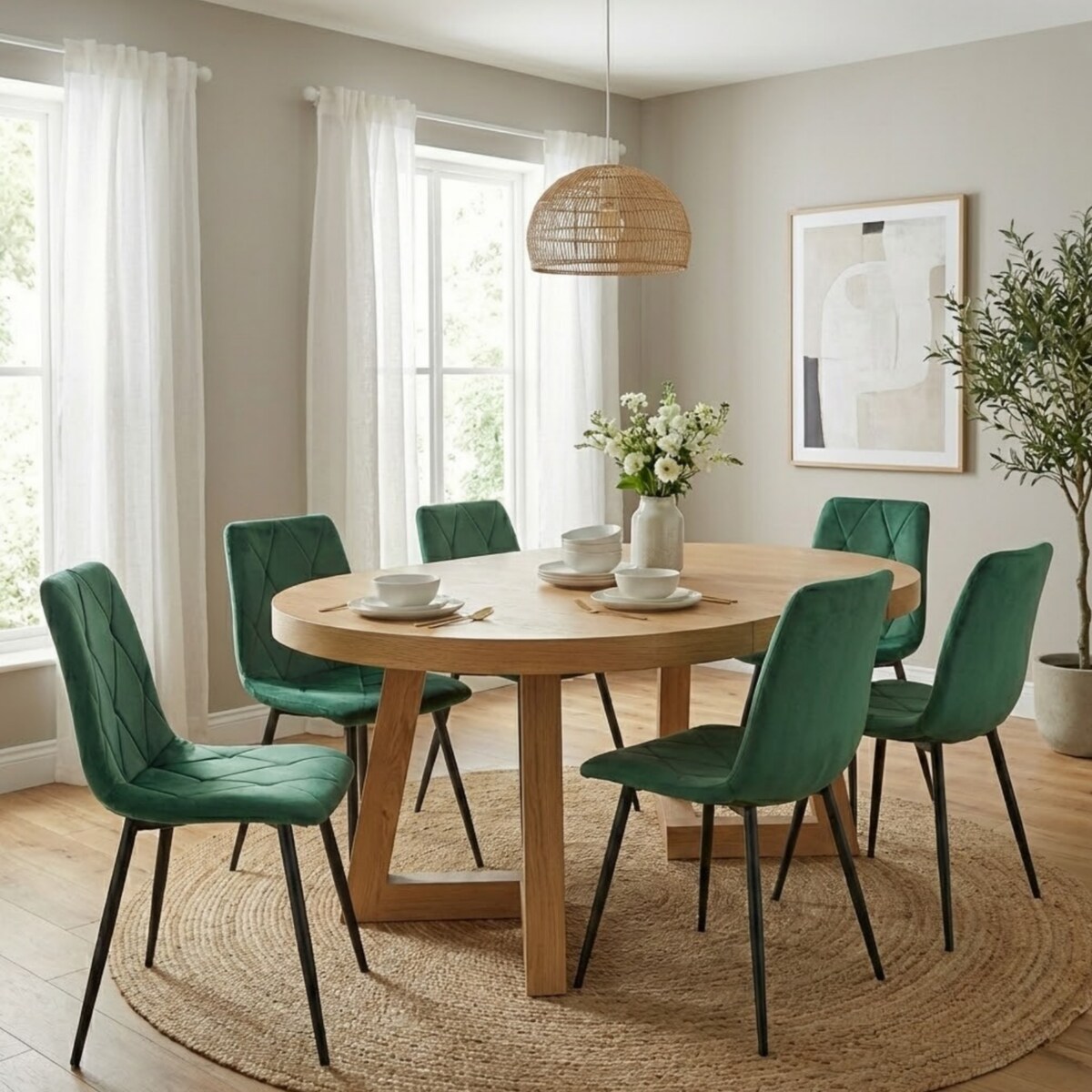 Krzesło tapicerowane welurowe pikowane zielone do salonu jadalni