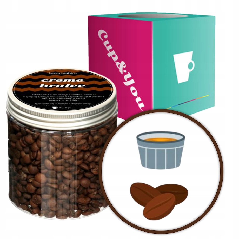 Kawa aromatyzowana o smaku CREMEE BRULEE ziarnista ARABICA Cup&You 200g na prezent upominek dla kobiety mężczyzny faceta mamy taty żony męża