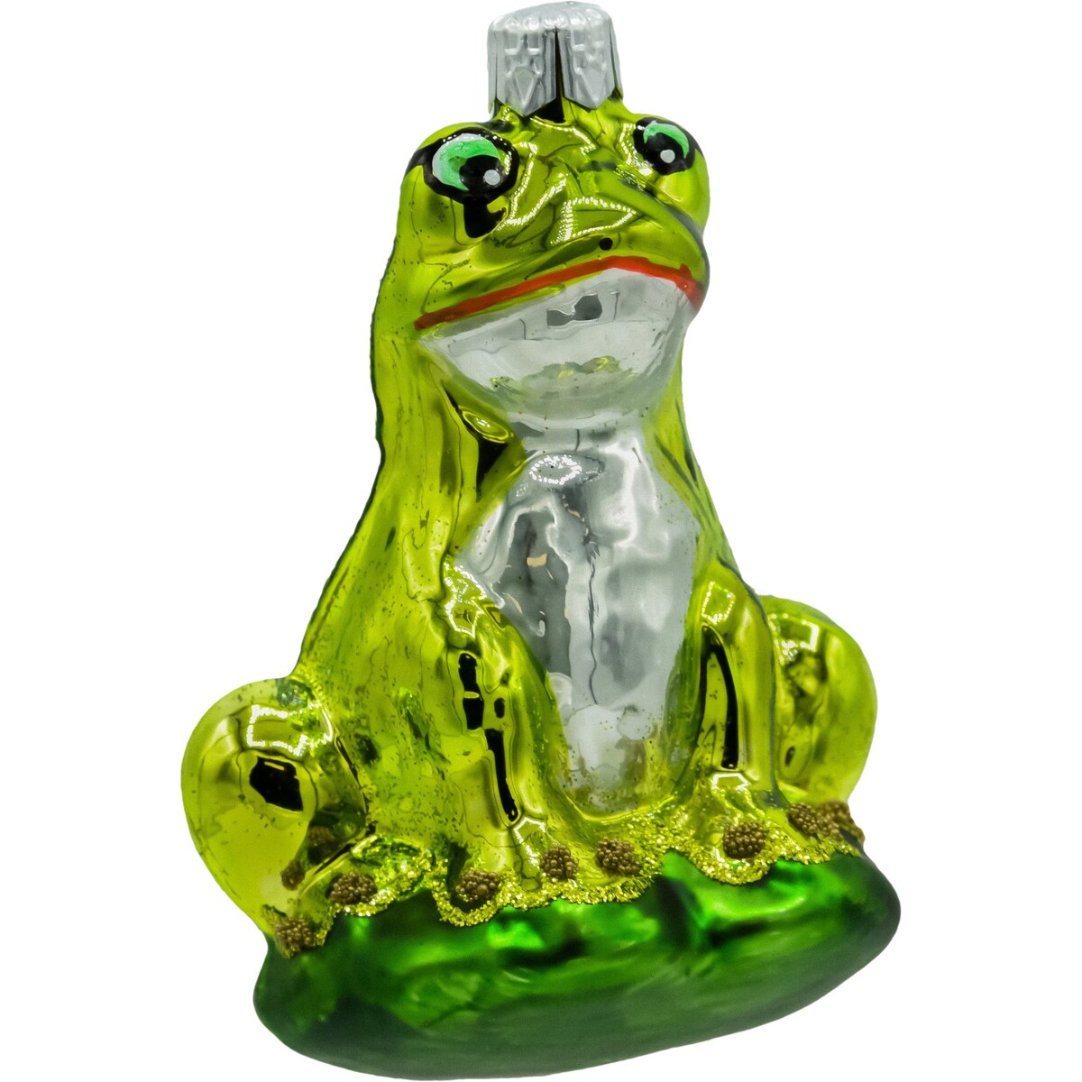 Bombka choinkowa: Żaba na liściu: błyszcząca