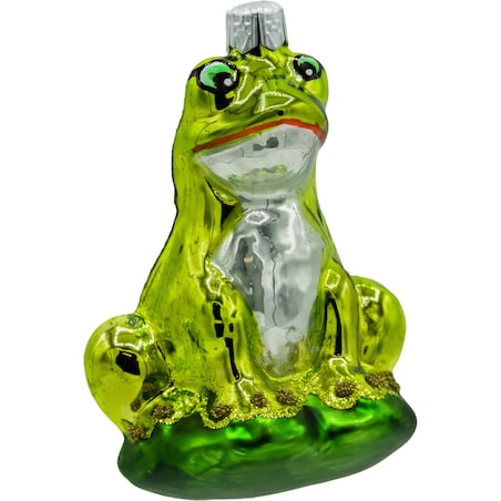 Bombka choinkowa: Żaba na liściu: błyszcząca