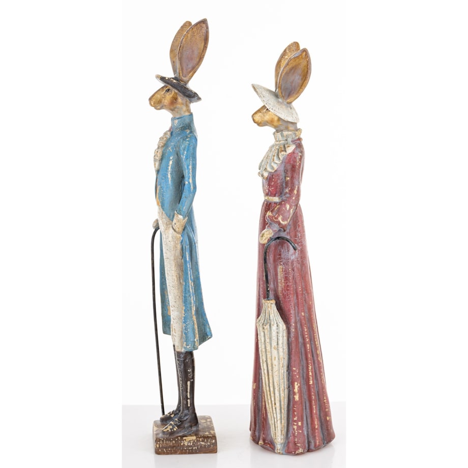 Dekoracja - para królików 39x8x5,5 i 36,5x9x8 cm CITTADINI