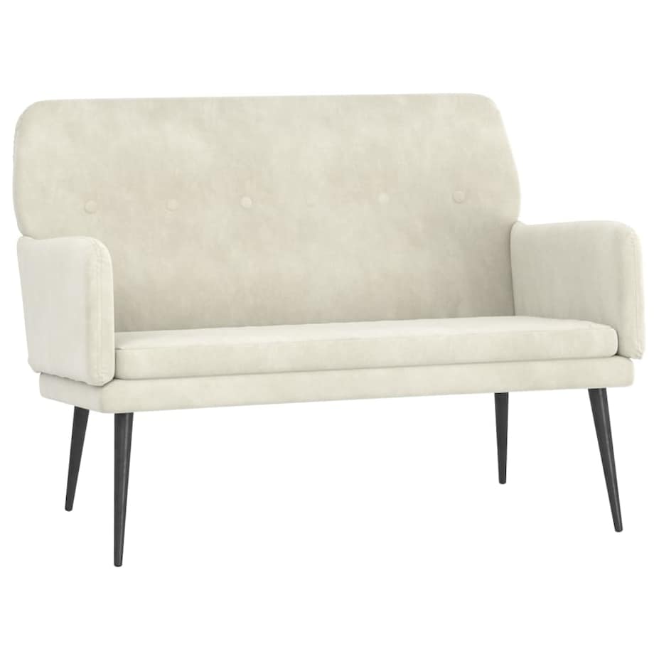 vidaXL Ławka, kremowa, 108x79x79 cm, tapicerowana aksamitem