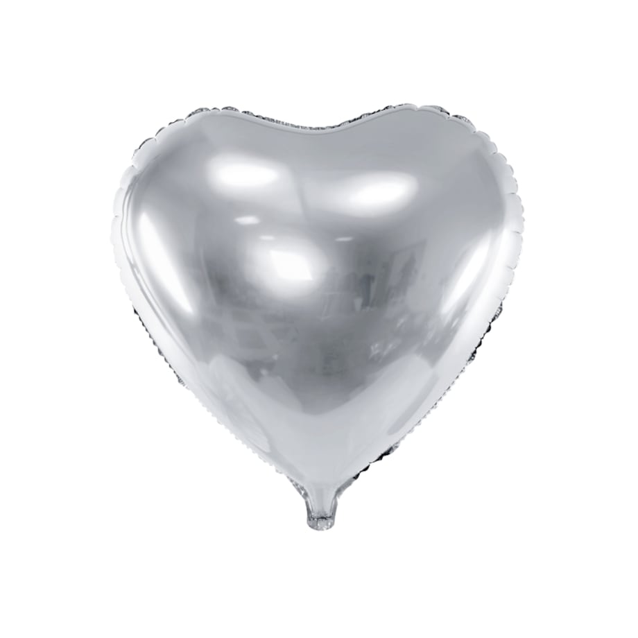Balon foliowy Serce, 61cm, srebrny