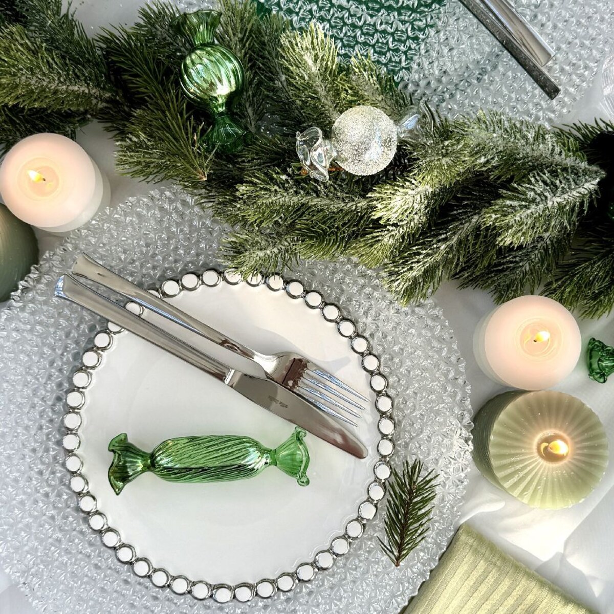 VILLA ITALIA Bombka szklana CUKIEREK green 12 cm