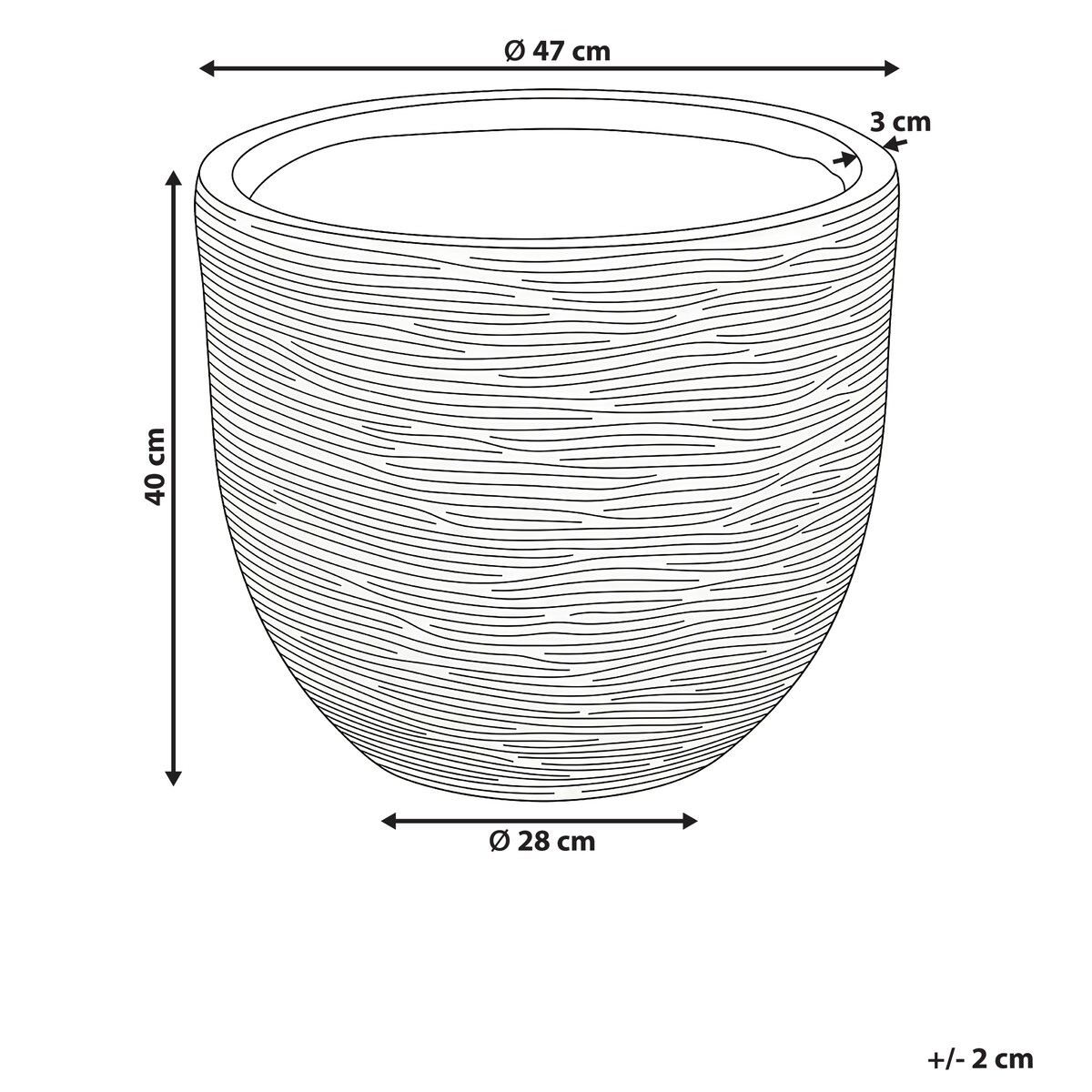 Donica LIXOURI 47 cm Jasnoszary