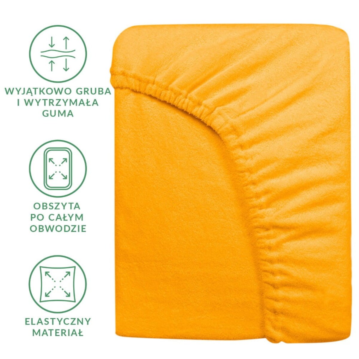 Prześcieradło frotte z gumką 140x200 kolor żółty