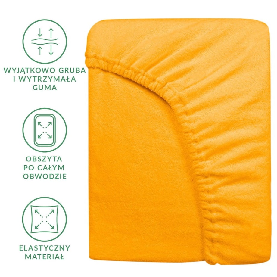 Prześcieradło frotte z gumką 140x200 kolor żółty