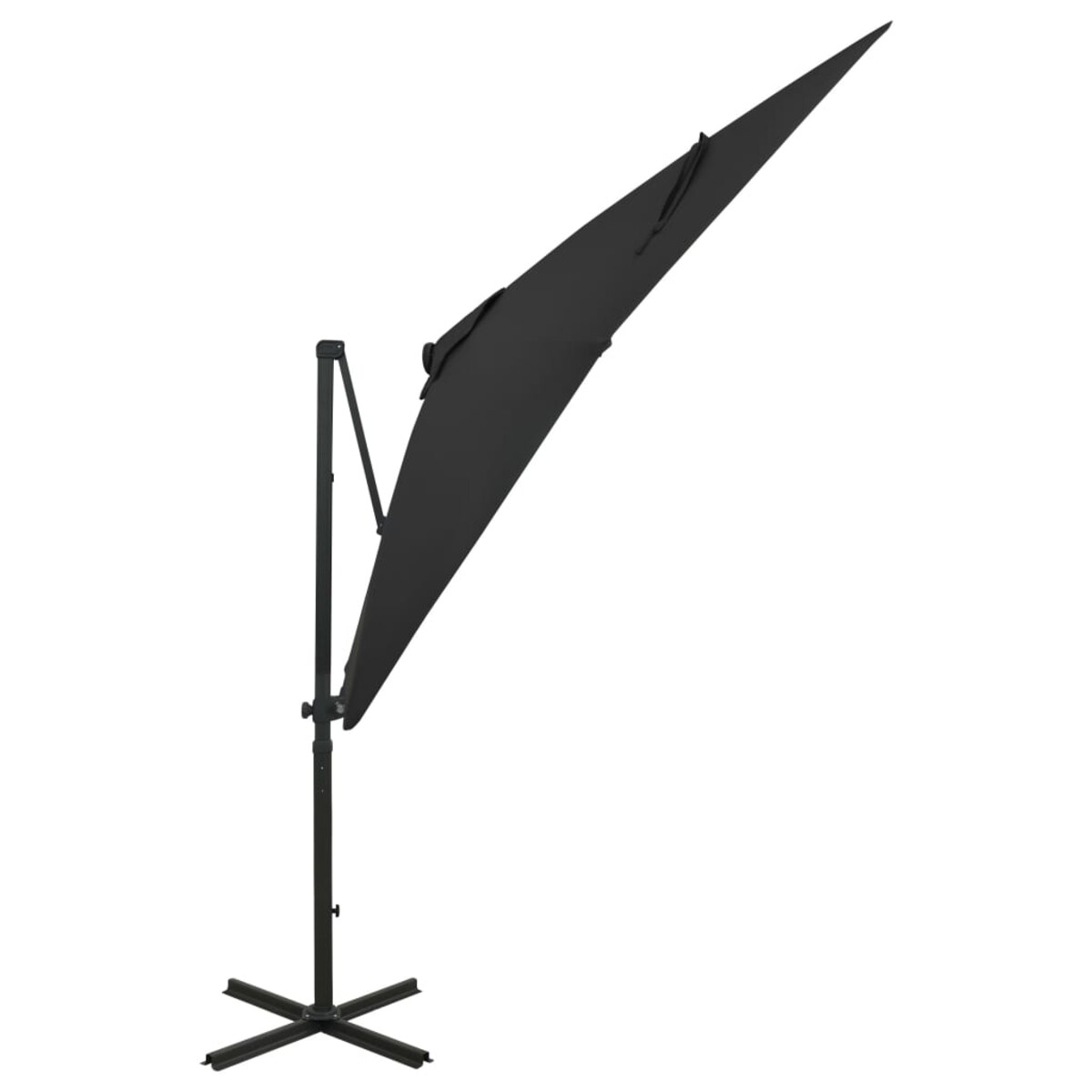 vidaXL Parasol wiszący z lampkami LED i słupkiem, 250 cm, czarny