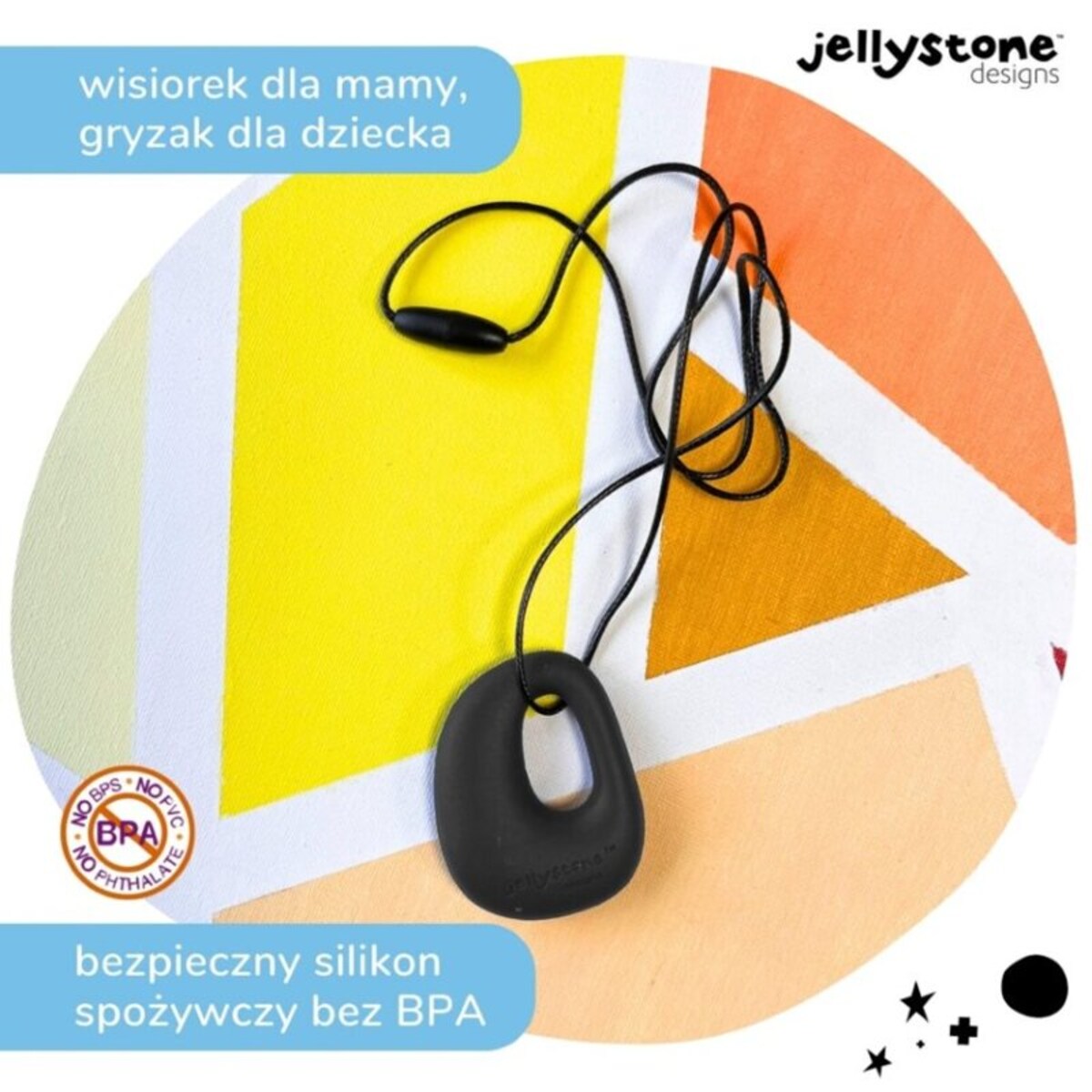 Gryzak wisiorek, czarny, Jellystone Designs