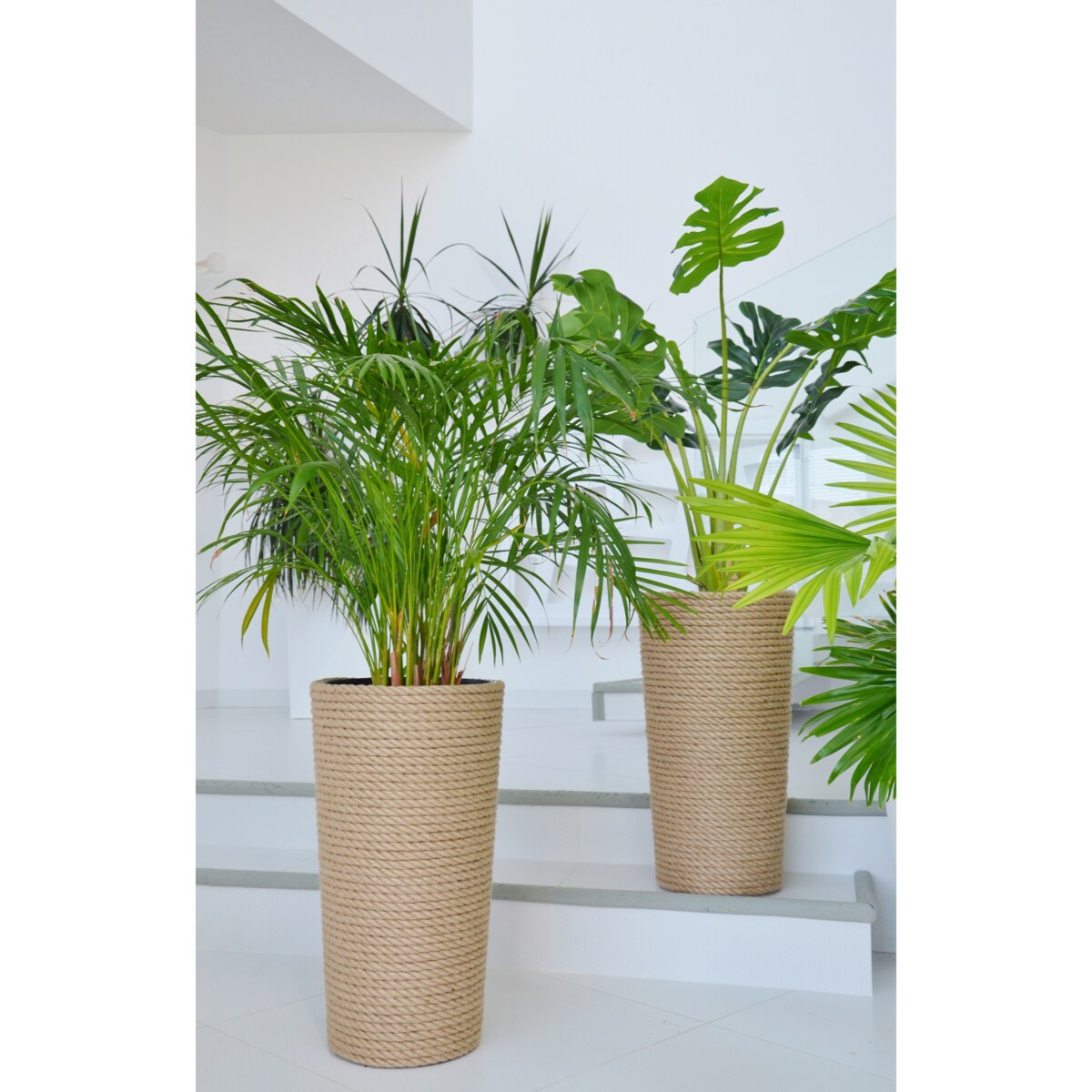 32 BOHO jutowa wysoka osłonka + wkład doniczka koszyk naturalny gruby sznurek LINA z trawy plecionej JUTA styl skandynawski etno loft wzór 32/210