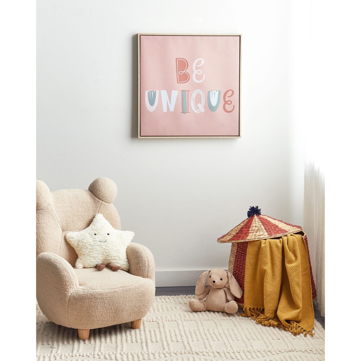 Obraz na płótnie w ramie napis 63 x 63 cm różowy TAURISANO