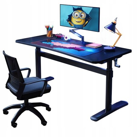 Biurko regulowane dziecięce komputerowe gamingowe stół loft czarne 100 cm