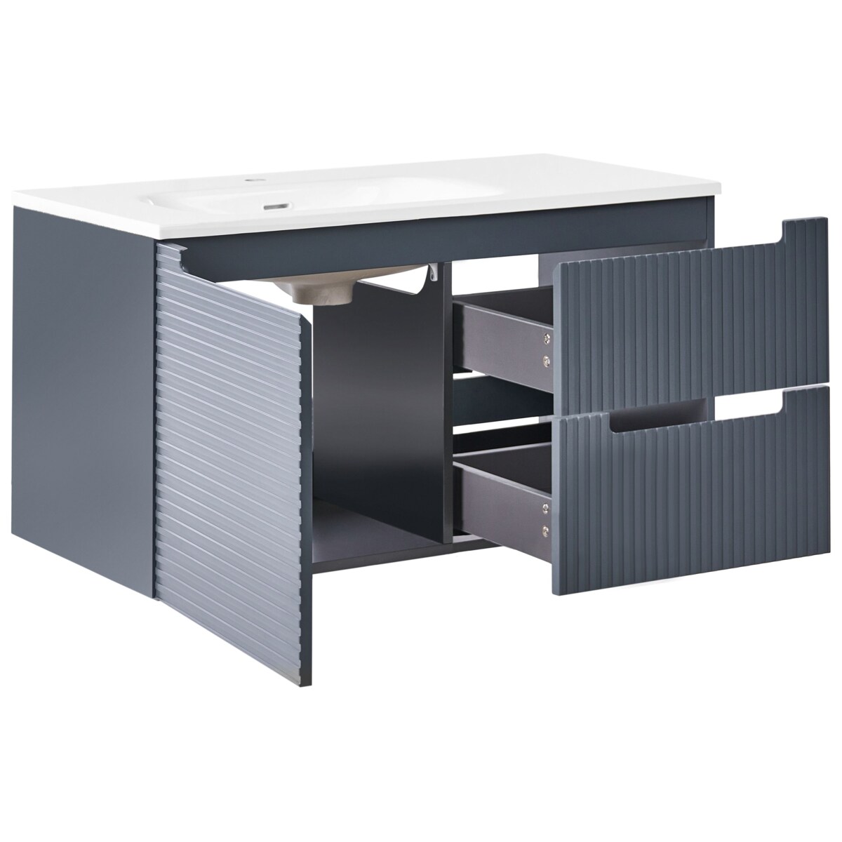 Szafka łazienkowa wisząca z umywalką VALA 100 cm Grafitowy