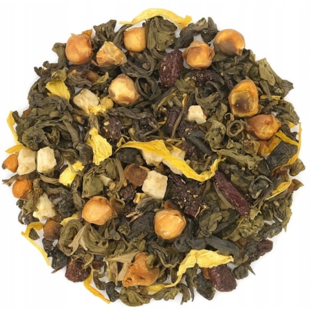 Herbata zielona SŁODKI MELON kwiat herbaty melon guawa jagody goji 140g - herbata liściasta sypana mieszanka napar susz