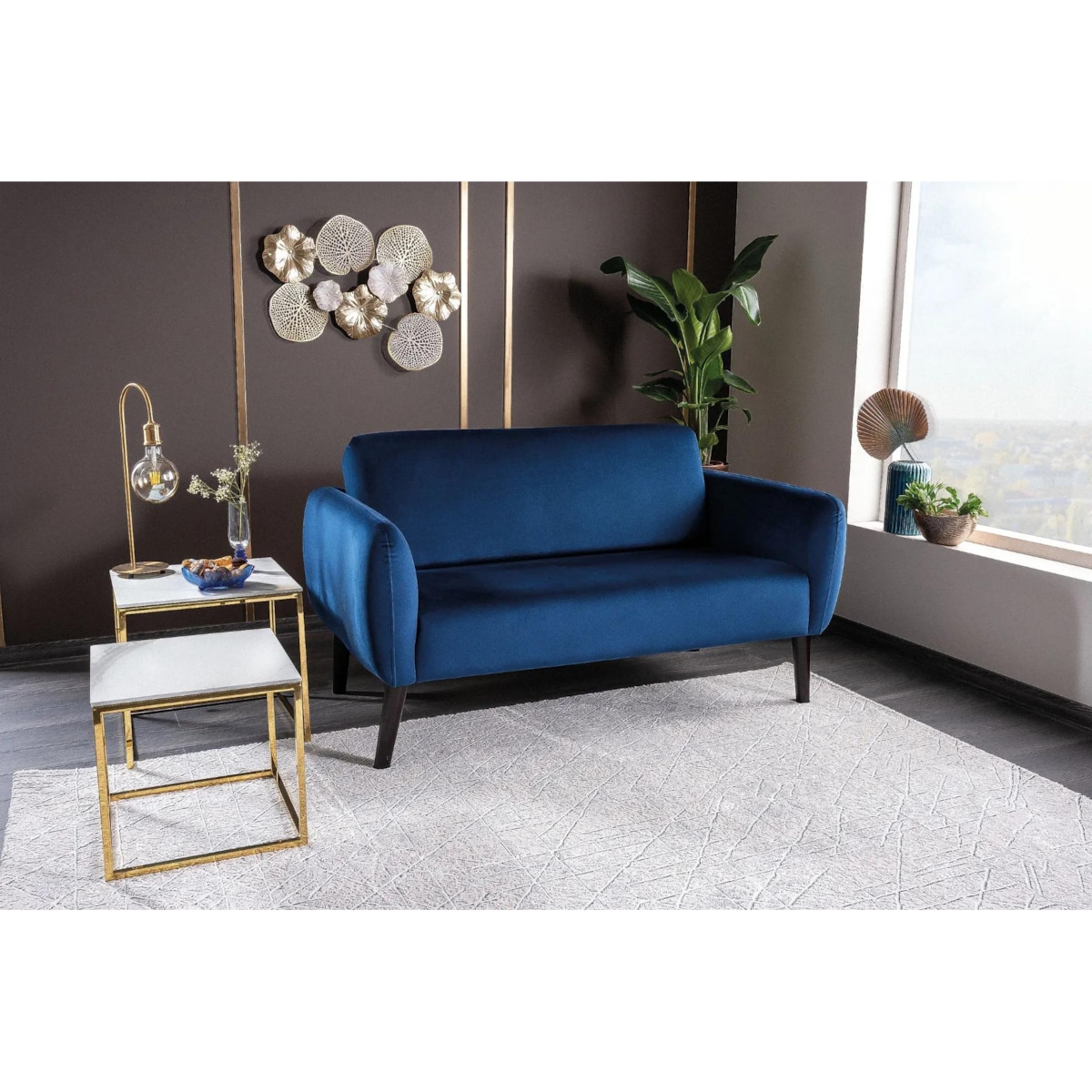 Sofa ELSA VELVET granatowa dwuosobowa | home&you