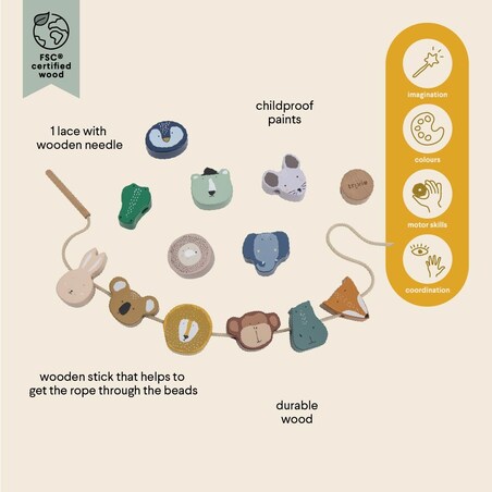 Drewniane koraliki w kształcie zwierzątek