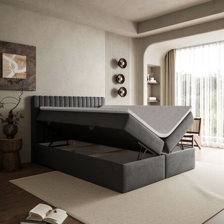 Łóżko kontynentalne JANELLE z materacem bonellowym, 180x200, Jasmine 96, topper