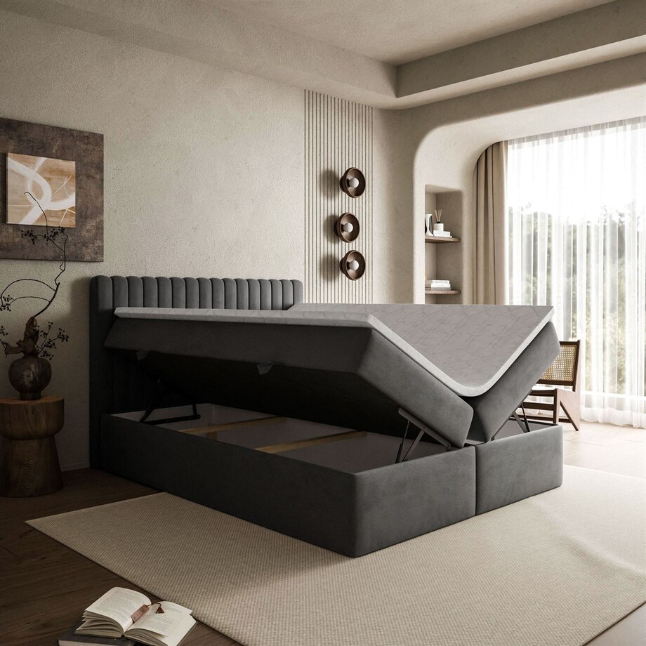 Łóżko kontynentalne JANELLE z materacem bonellowym, 180x200, Jasmine 96, topper