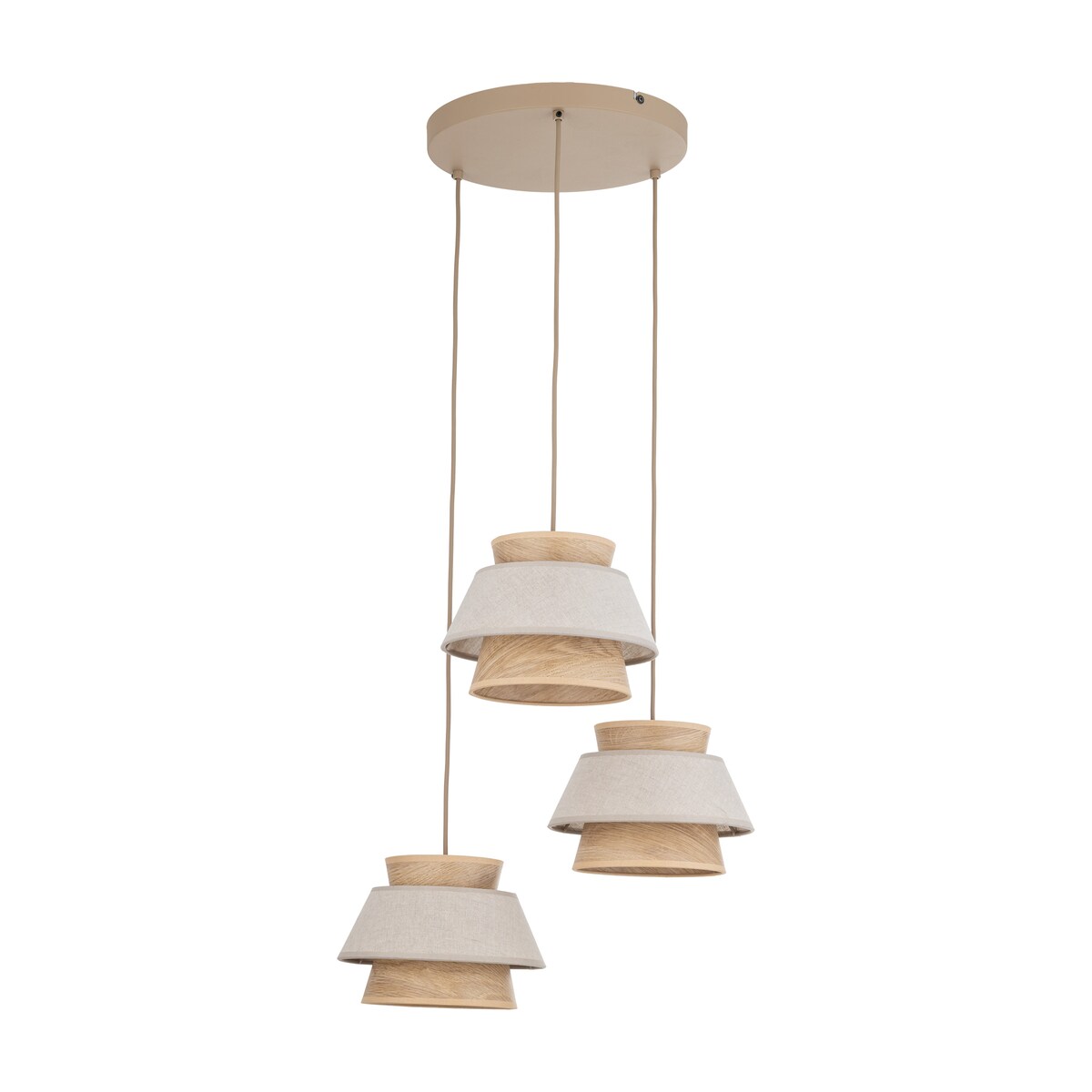 Lampa Wisząca Na Kole Tk Lighting Kalum Len Fornir 3Xe27 Skandynawski, Boho, Japandi