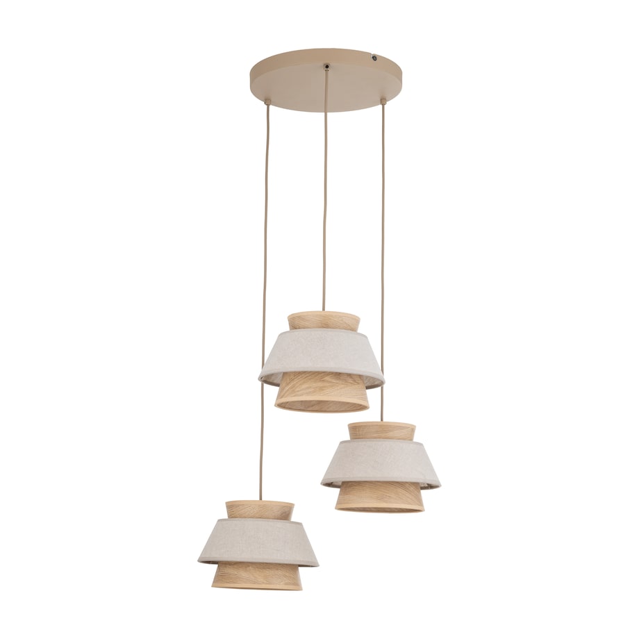 Lampa Wisząca Na Kole Tk Lighting Kalum Len Fornir 3Xe27 Skandynawski, Boho, Japandi