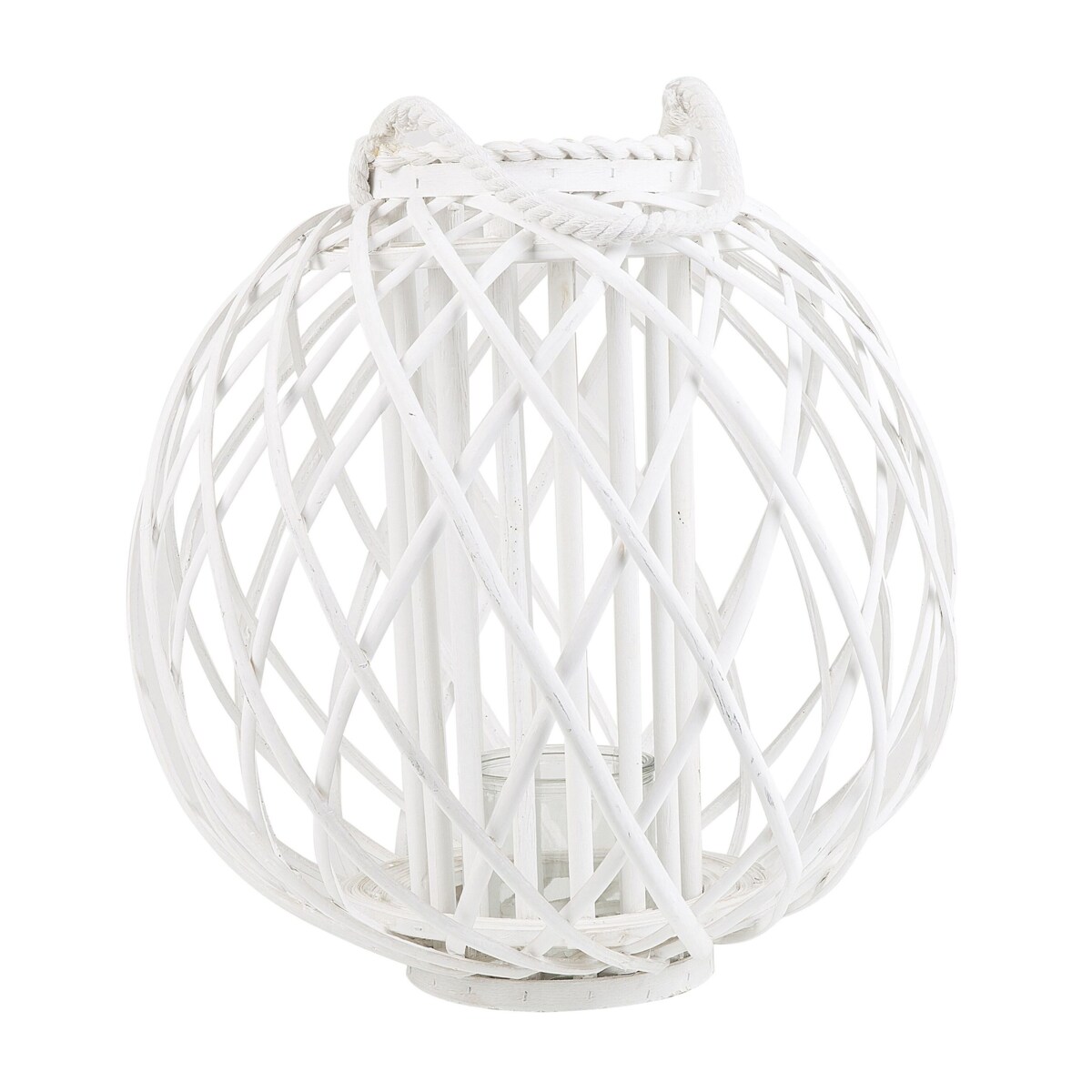 Lampion drewniany 41 cm biały SAMOA