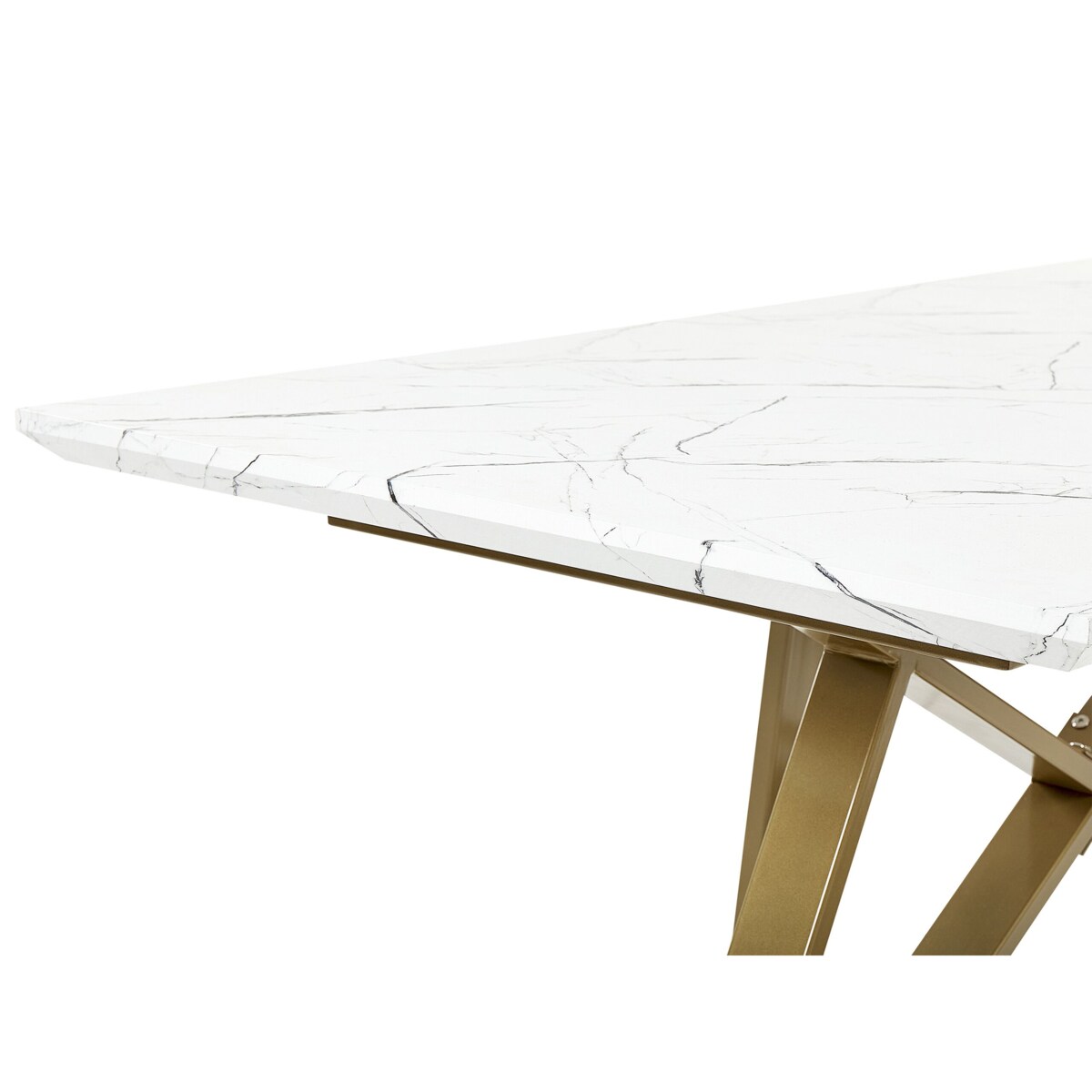 Stół do jadalni rozkładany 160/200 x 90 cm efekt marmuru ze złotym MAXIMUS
